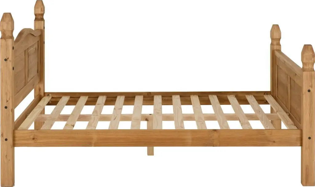 Corona 4'6" Bed High Foot End Distressed Waxed Pine - Grab Some Furniture