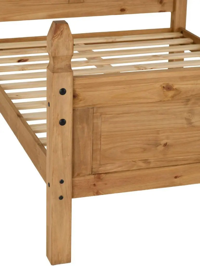 Corona 4'6" Bed High Foot End Distressed Waxed Pine - Grab Some Furniture
