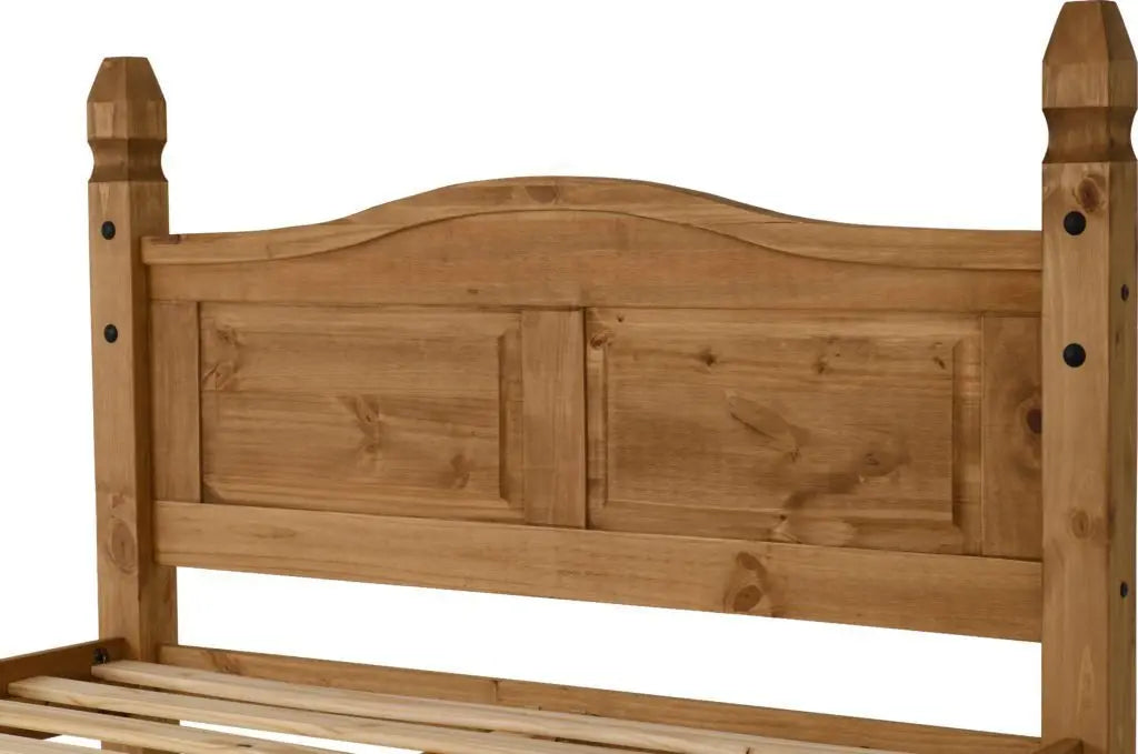 Corona 4'6" Bed High Foot End Distressed Waxed Pine - Grab Some Furniture