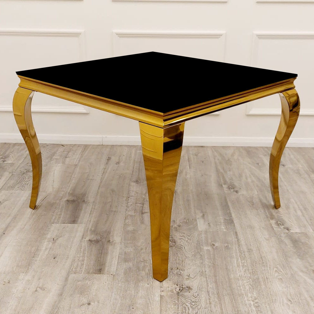 Louis Gold 1m Dining Table with Black Glass Furnish 365 Limited