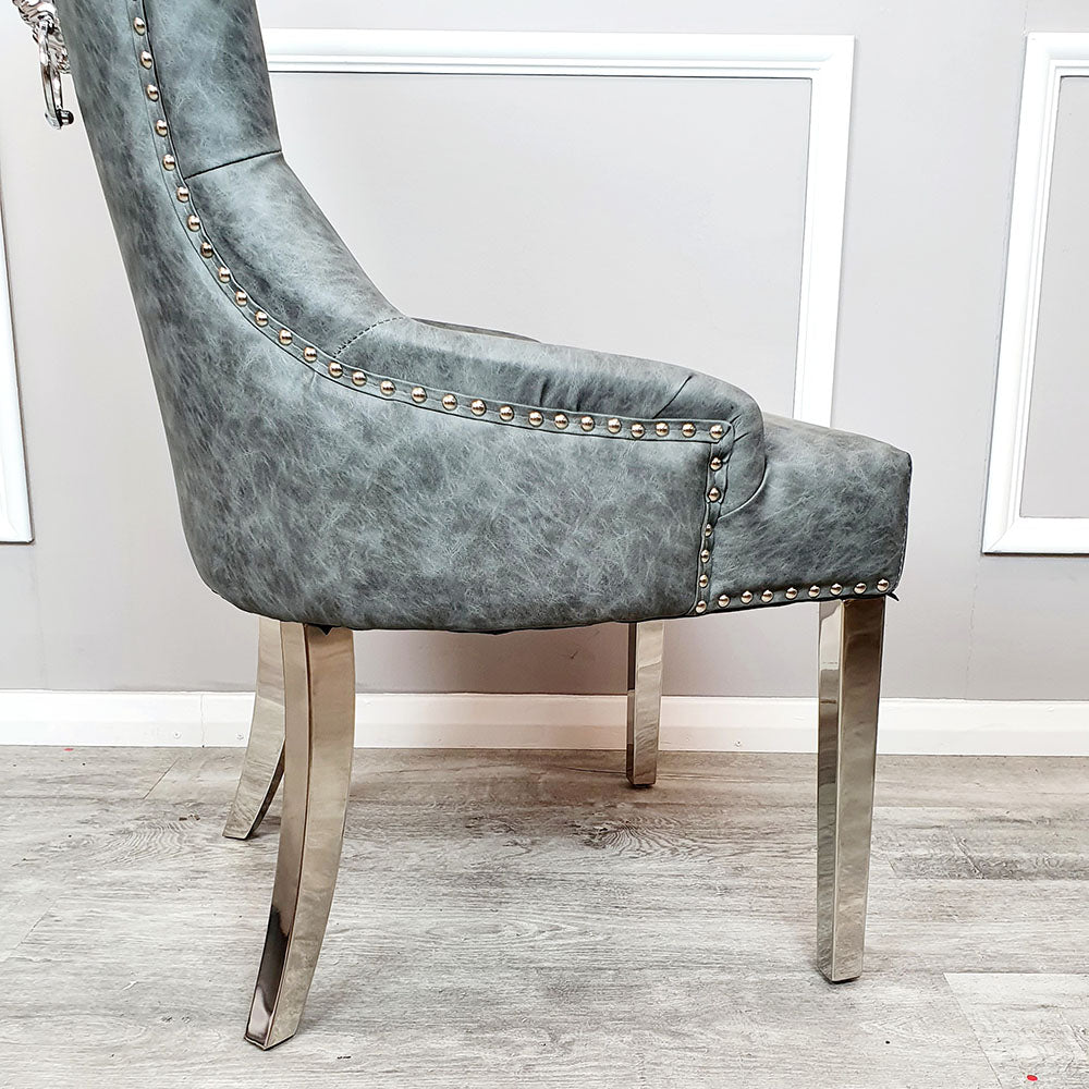 Megan Dining Chair ALL COLOURS Plain Back/Lion Knocker Furnish 365 Limited