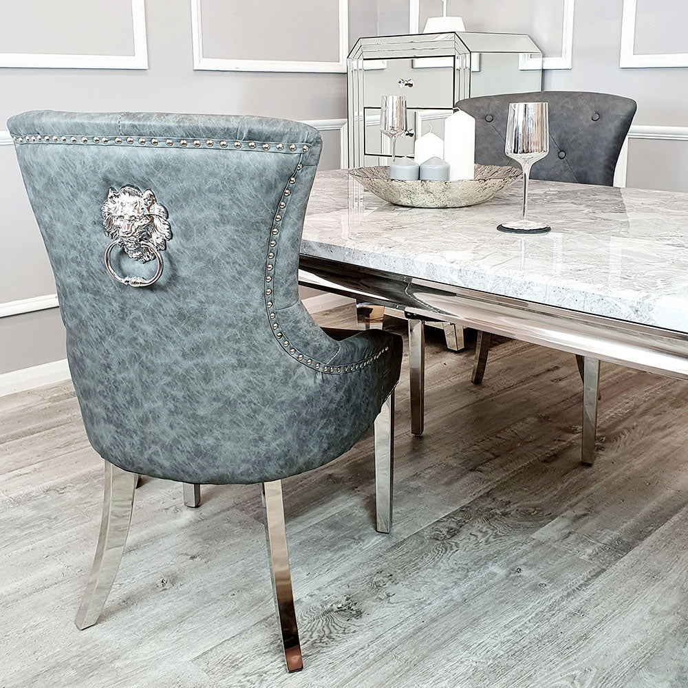 Megan Dining Chair ALL COLOURS Plain Back/Lion Knocker Furnish 365 Limited