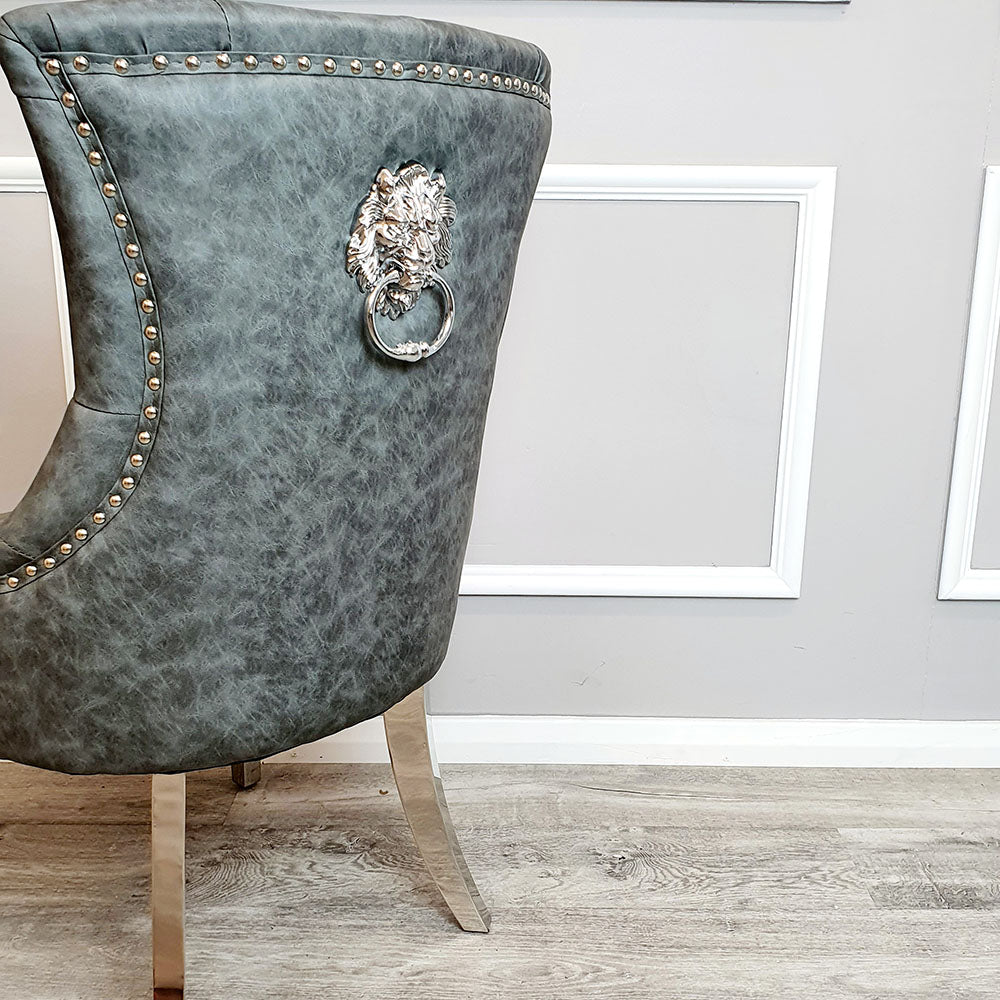 Megan Dining Chair ALL COLOURS Plain Back/Lion Knocker Furnish 365 Limited