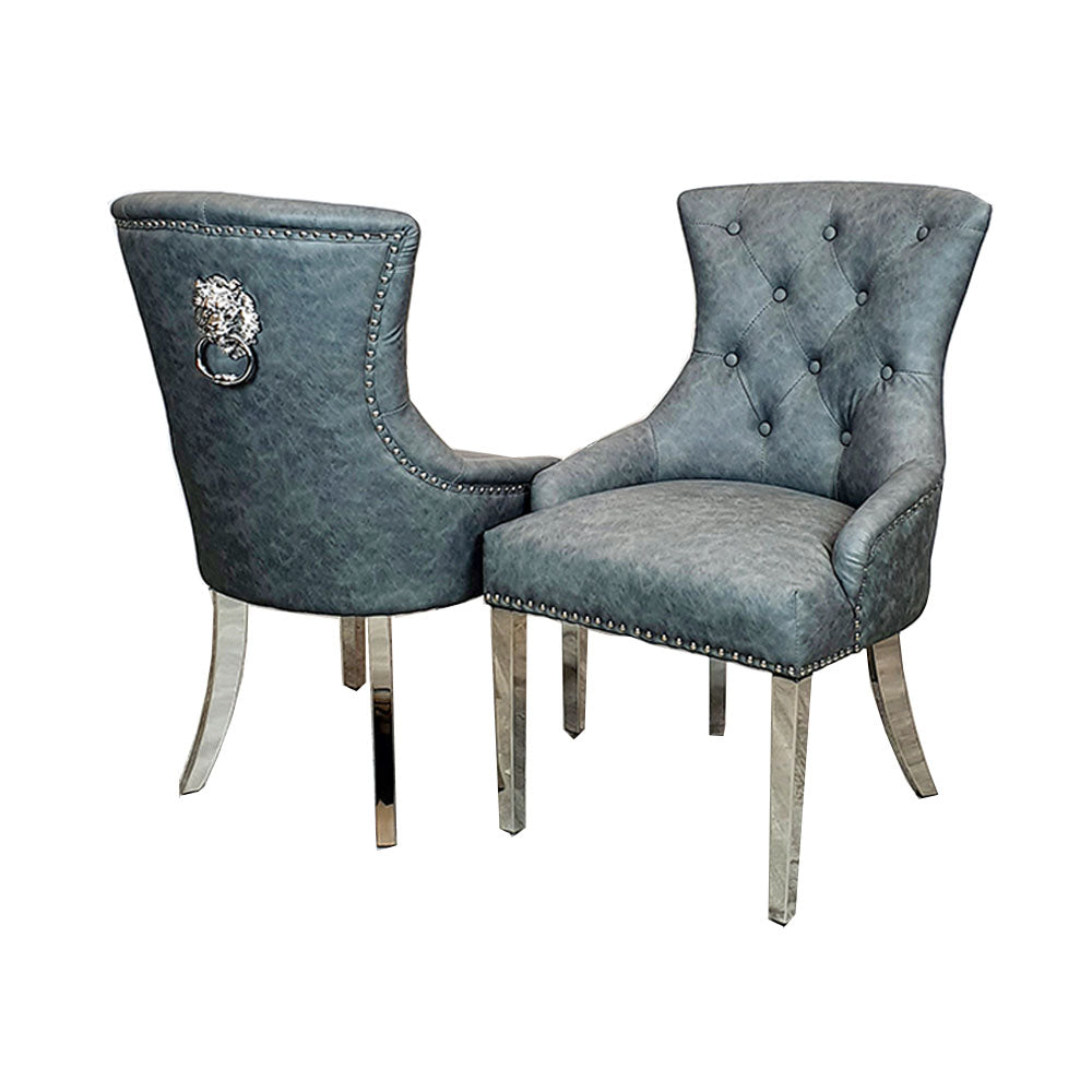 Megan Dining Chair ALL COLOURS Plain Back/Lion Knocker Furnish 365 Limited