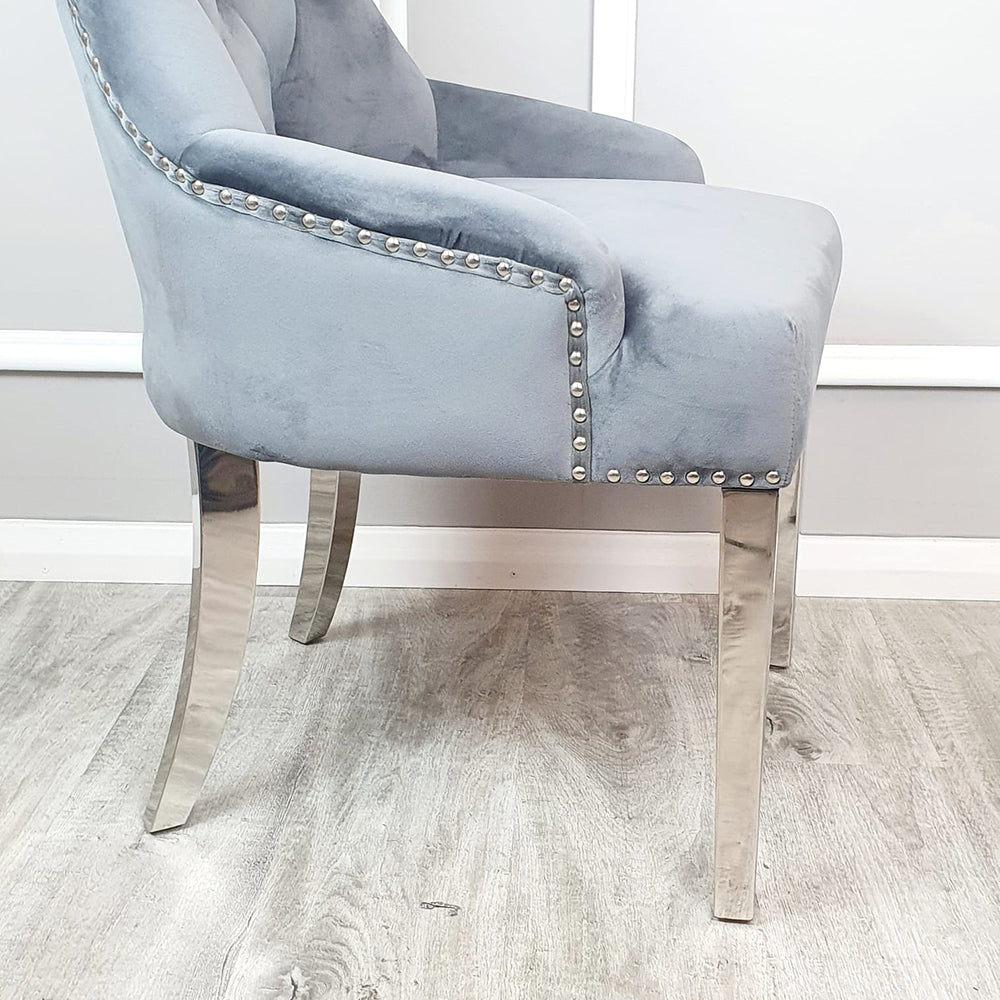 Megan Dining Chair ALL COLOURS Plain Back/Lion Knocker Furnish 365 Limited