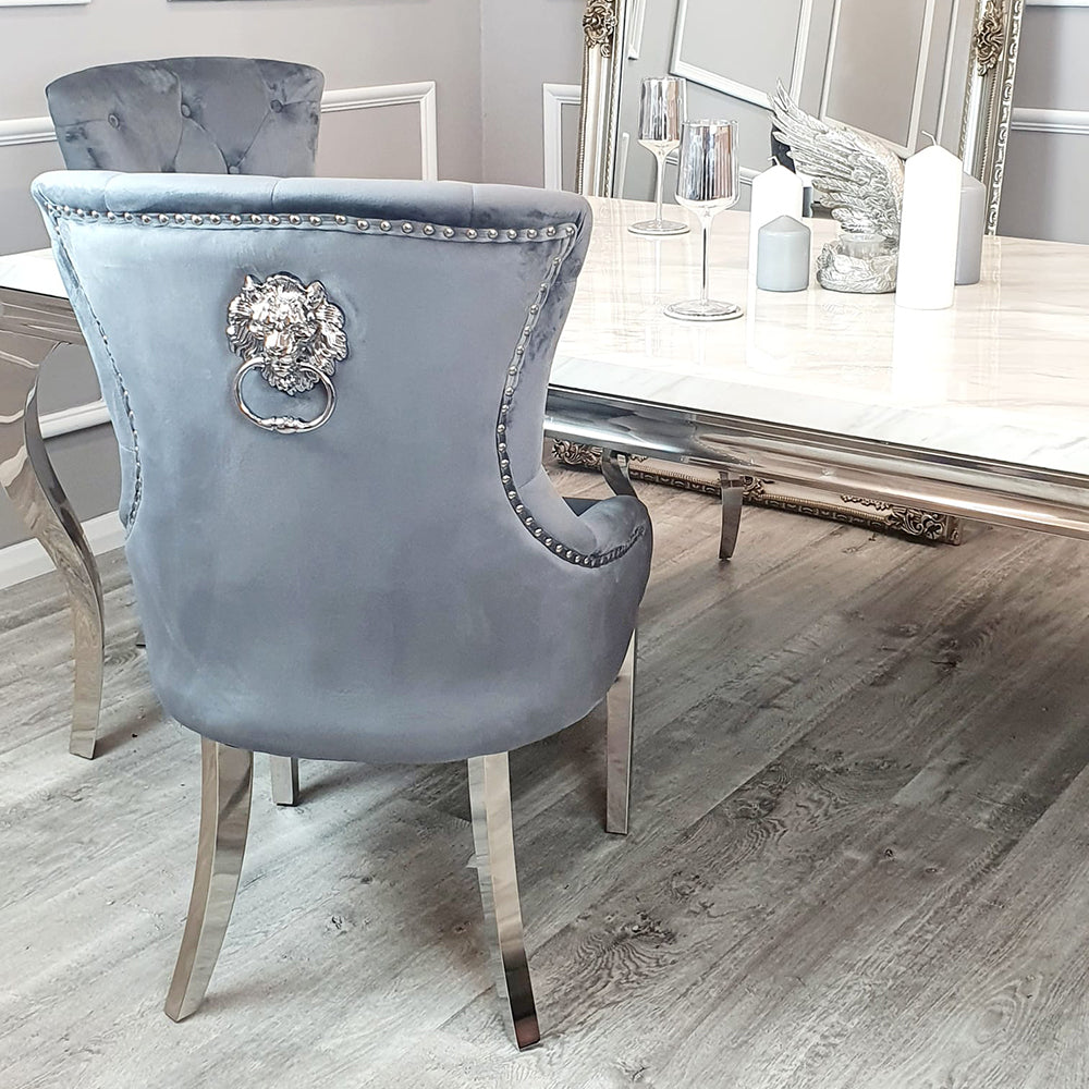 Megan Dining Chair ALL COLOURS Plain Back/Lion Knocker Furnish 365 Limited