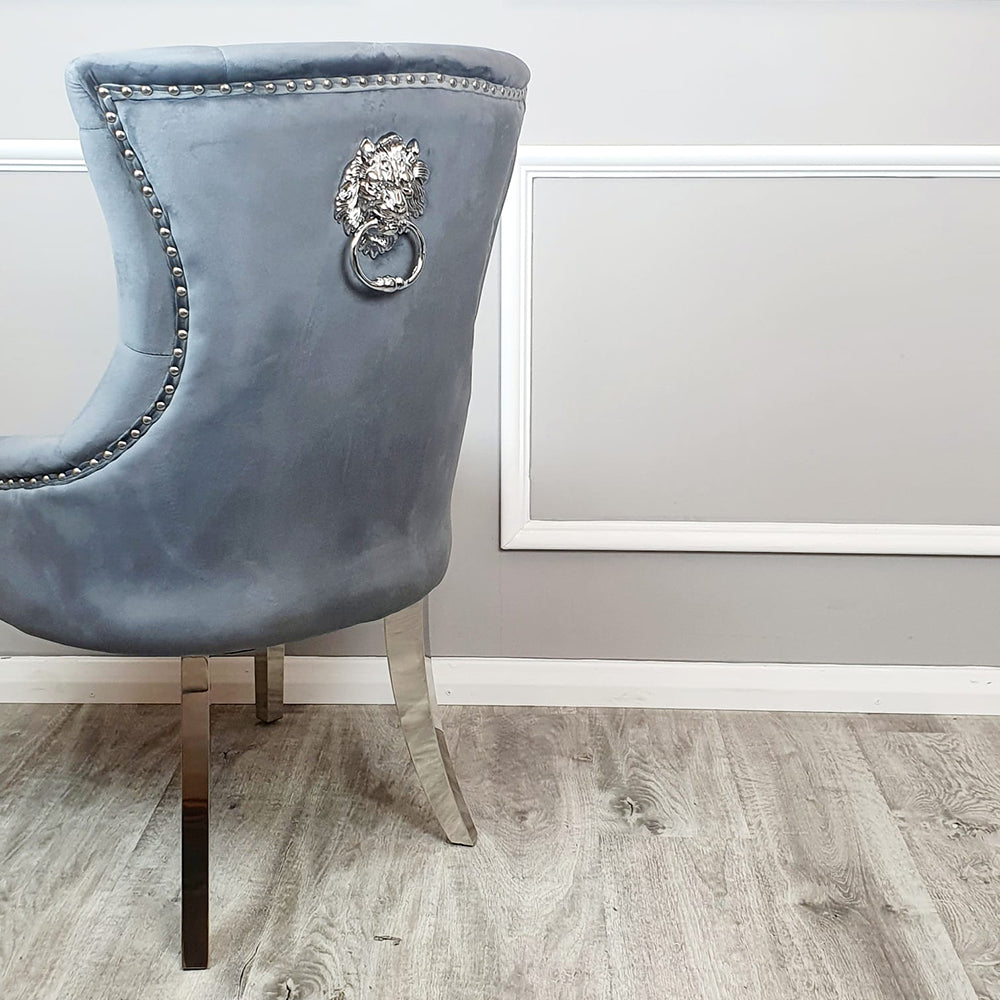 Megan Dining Chair ALL COLOURS Plain Back/Lion Knocker Furnish 365 Limited