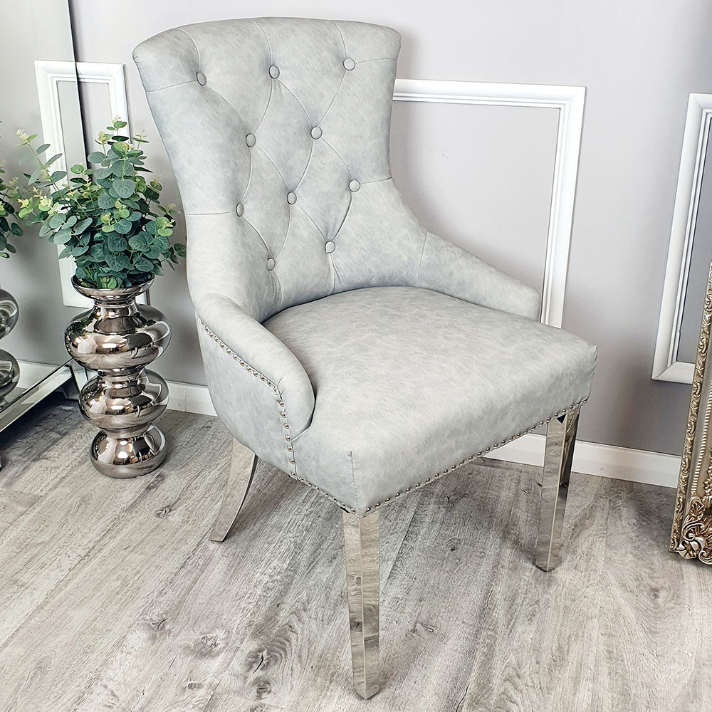 Megan Dining Chair ALL COLOURS Plain Back/Lion Knocker Furnish 365 Limited