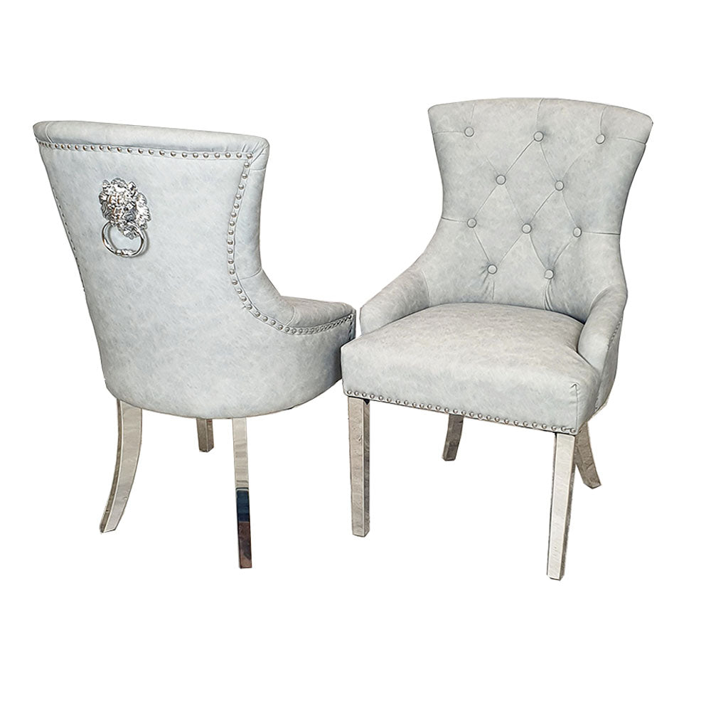 Megan Dining Chair ALL COLOURS Plain Back/Lion Knocker Furnish 365 Limited