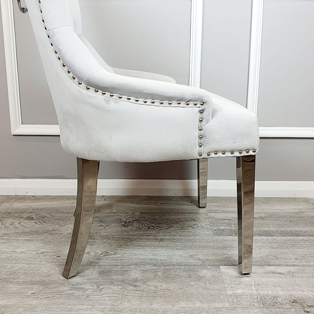Megan Dining Chair ALL COLOURS Plain Back/Lion Knocker Furnish 365 Limited