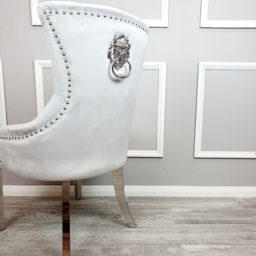 Megan Dining Chair ALL COLOURS Plain Back/Lion Knocker Furnish 365 Limited