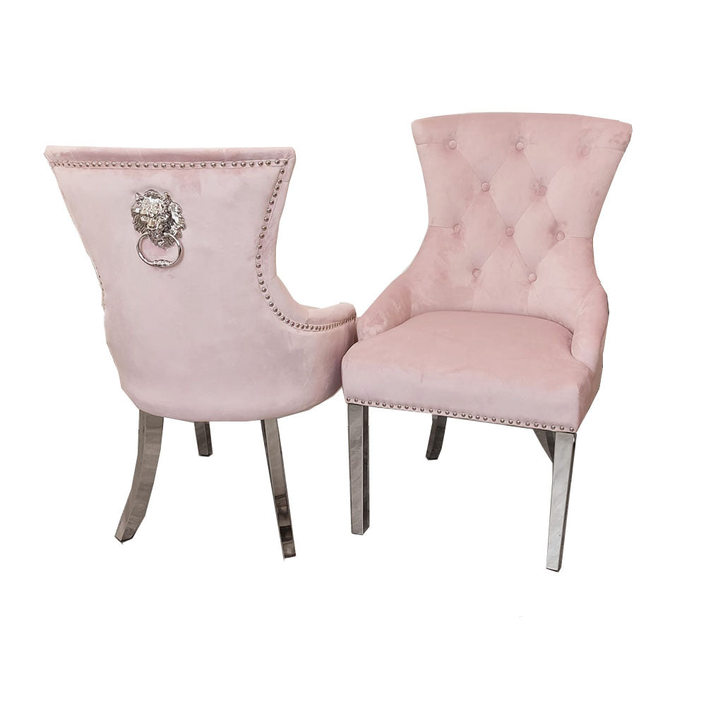Megan Dining Chair ALL COLOURS Plain Back/Lion Knocker Furnish 365 Limited