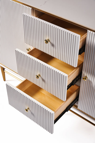 Edena Ribbed Furniture Range - White & Gold Furnish 365 Limited