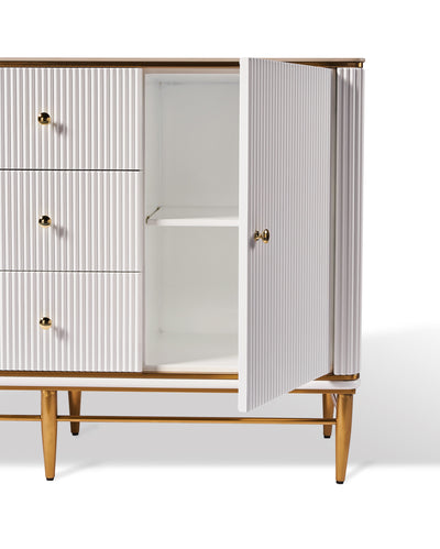 Edena Ribbed Furniture Range - White & Gold Furnish 365 Limited