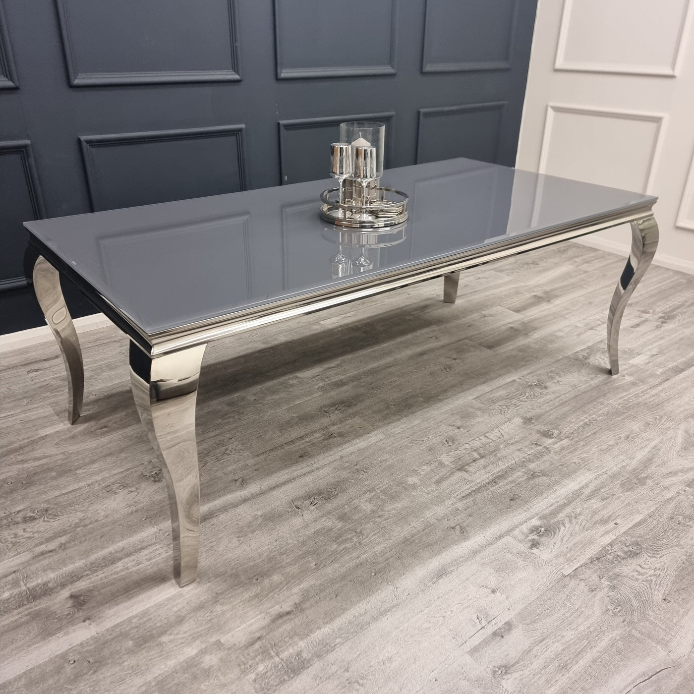 Louis 2m Table in Grey Glass Furnish 365 Limited