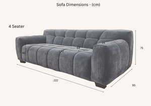 Aluxo Harlem Sofa Range in Steel Velvet