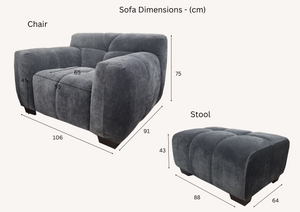 Aluxo Harlem Sofa Range in Steel Velvet