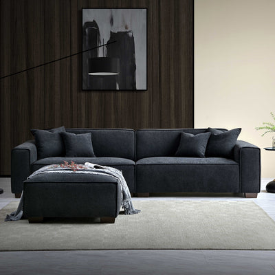 Aluxo Dakota 4 Seater Sofa with Chaise in Midnight Boucle