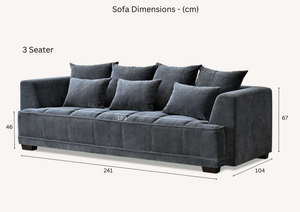 Aluxo Gramercy Sofa in Steel Velvet