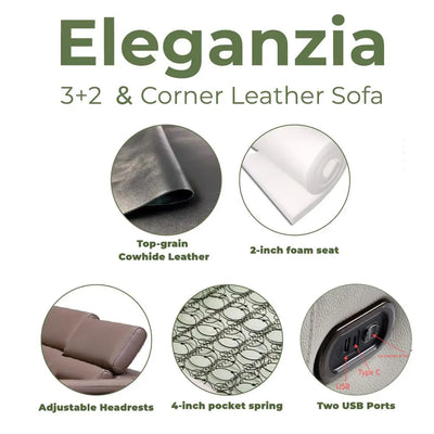 Eleganzia Leather Sofa Set My Store