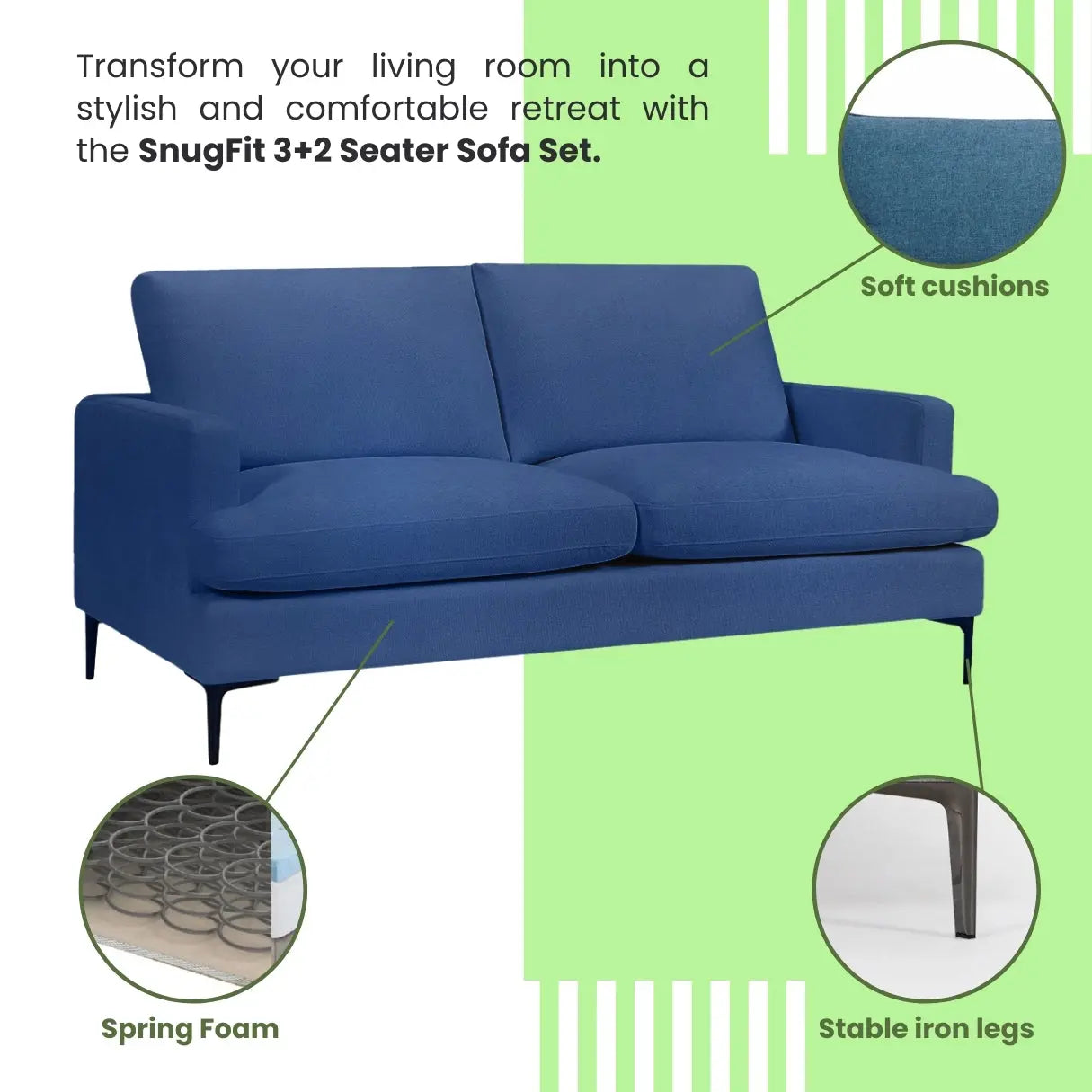 SnugFit-Lounge Sofa 3+2 Seater Grab Some Furniture