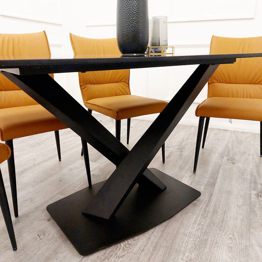 Apollo 1.6 Black Dining Table with Black Sintered Stone Furnish 365 Limited
