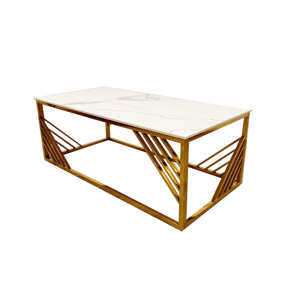 Azure Gold Coffee Table with Polar White Sintered Top Furnish 365 Limited