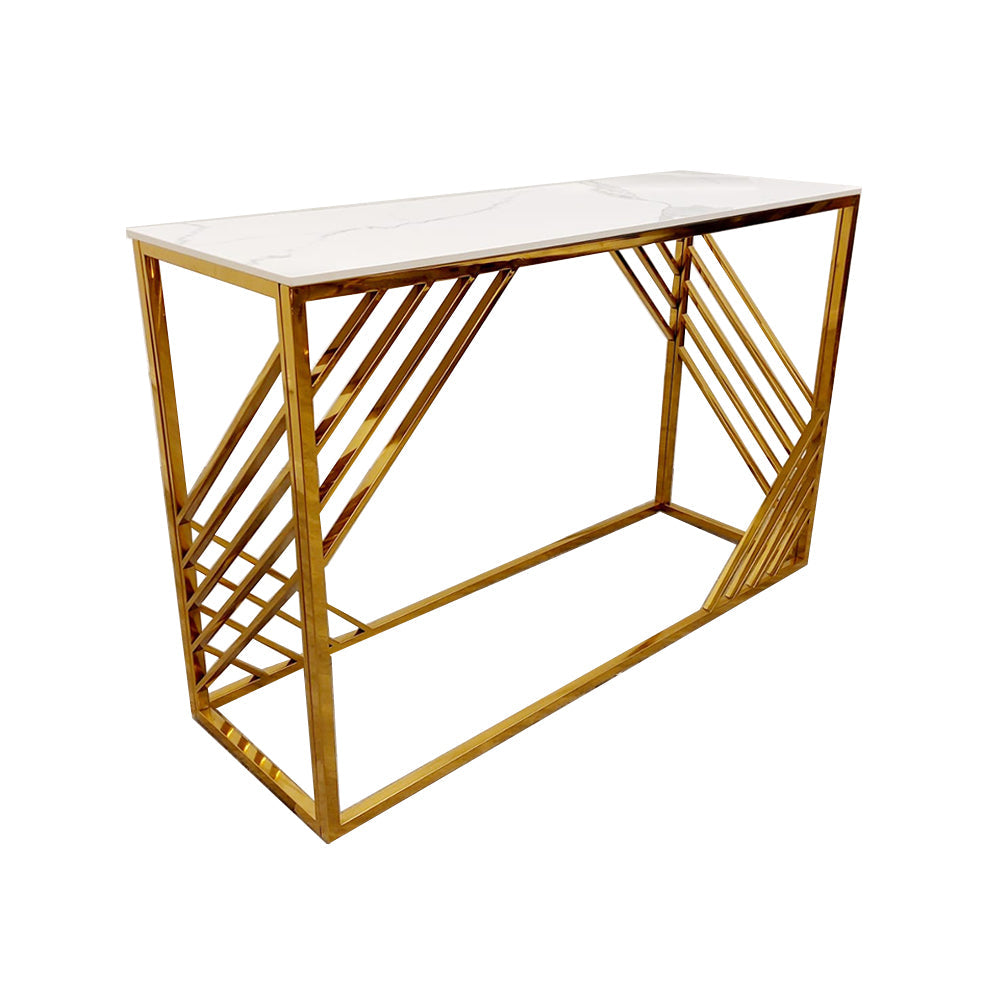 Azure Gold Console Table with Polar White Sintered Top Furnish 365 Limited