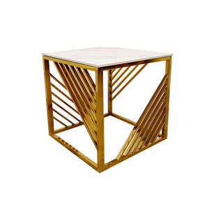 Azure Gold Lamp Table with Polar White Sintered Top Furnish 365 Limited