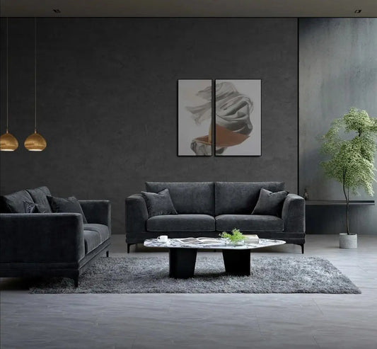 Aluxo Lenox Sofa Range in Steel Velvet - Grab Some Furniture