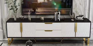 Amal Ribbed Furniture Range - Black, White & Gold Furnish 365 Limited