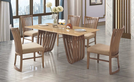 Aurora Marble Dining Table with Wooden Base - Grab Some Furniture