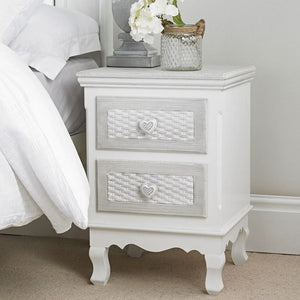 Brittany 2 Drawer Bedside White-Grey - Grab Some Furniture