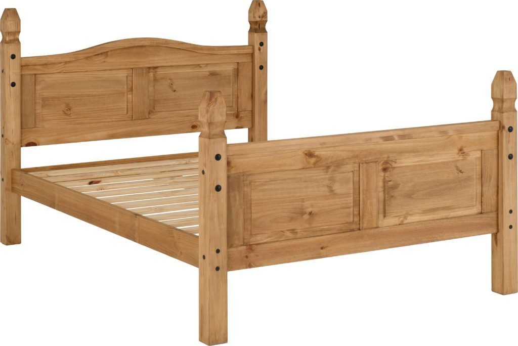 Corona 4'6" Bed High Foot End Distressed Waxed Pine - Grab Some Furniture