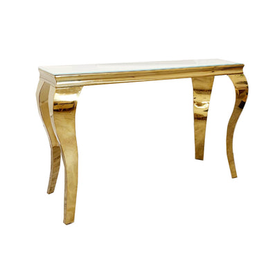 Louis Gold Console Table in White Glass Top Furnish 365 Limited