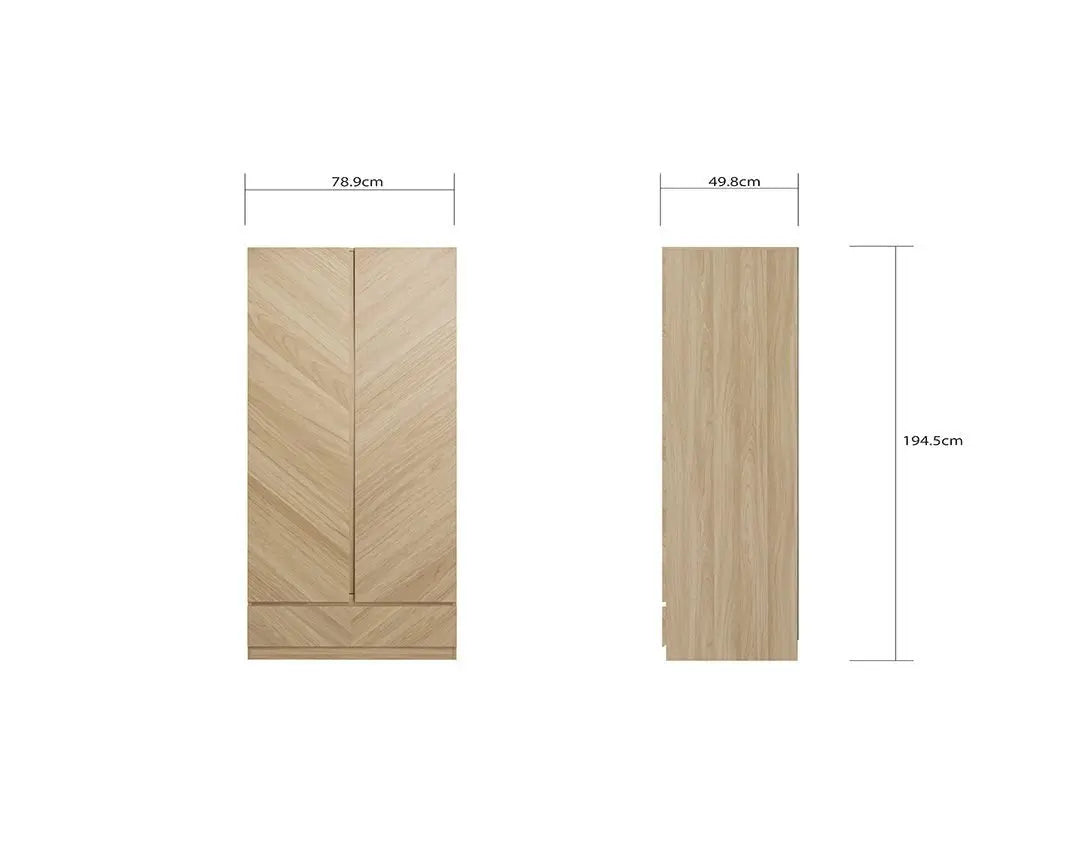 Catania 2 Door 1 Drawer Wardrobe - Grab Some Furniture