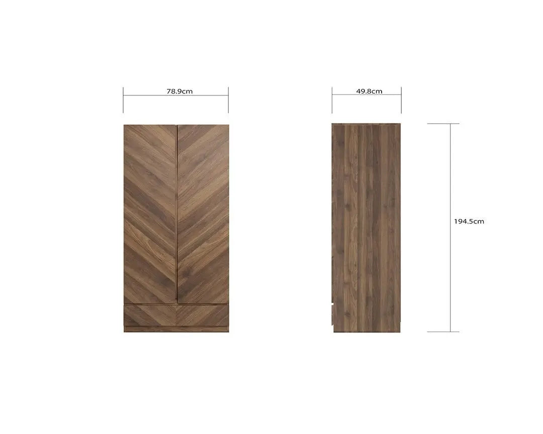 Catania 2 Door 1 Drawer Wardrobe - Grab Some Furniture