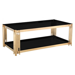 Cleveland Black Glass Coffee Table Gold - Grab Some Furniture