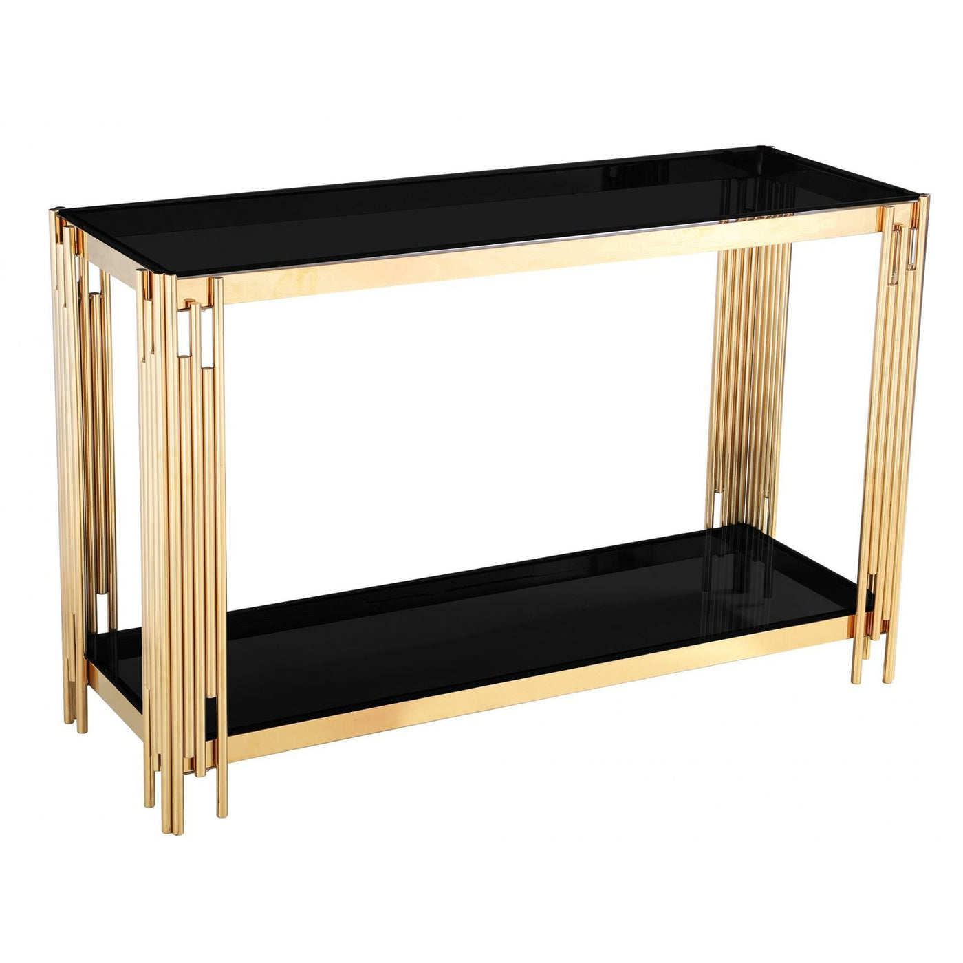 Cleveland Black Glass Console Table Gold - Grab Some Furniture