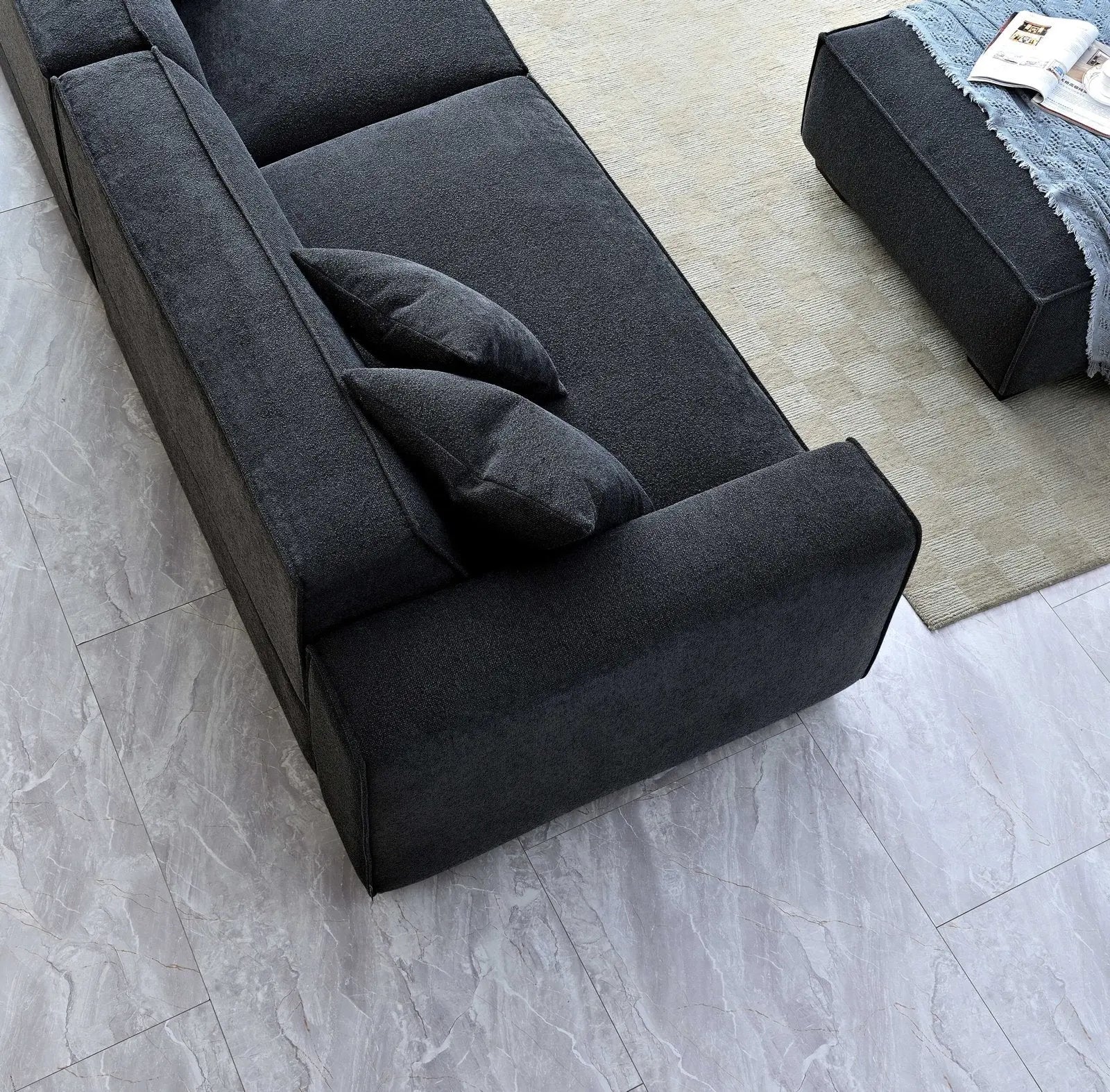 Aluxo Dakota 4 seater with Chaise in Midnight Boucle - Grab Some Furniture