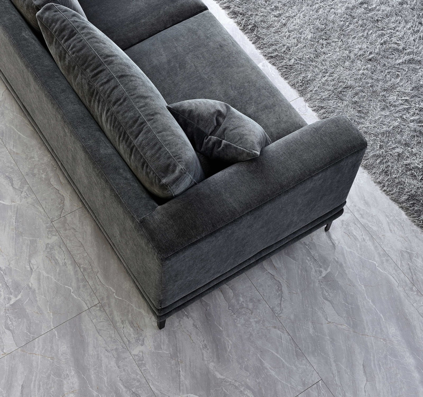 Aluxo Lenox Sofa Range in Steel Velvet - Grab Some Furniture