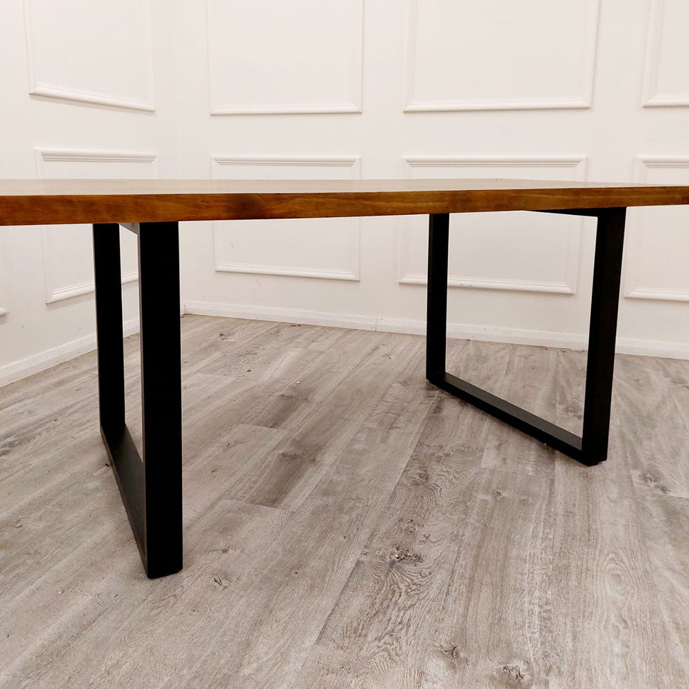 Freya 1.8 Dining Table Solid Dark Pine wood with Matt Black Metal Legs Furnish 365 Limited