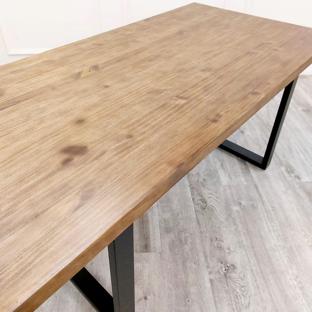 Freya 1.8 Dining Table Solid Dark Pine wood with Matt Black Metal Legs Furnish 365 Limited