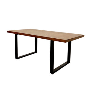 Freya 1.8 Dining Table Solid Dark Pine wood with Matt Black Metal Legs Furnish 365 Limited