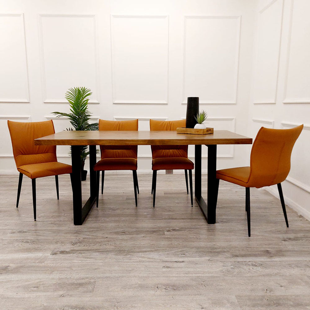 Freya 1.8 Dining Table with 4 Flora Tan Chairs Furnish 365 Limited