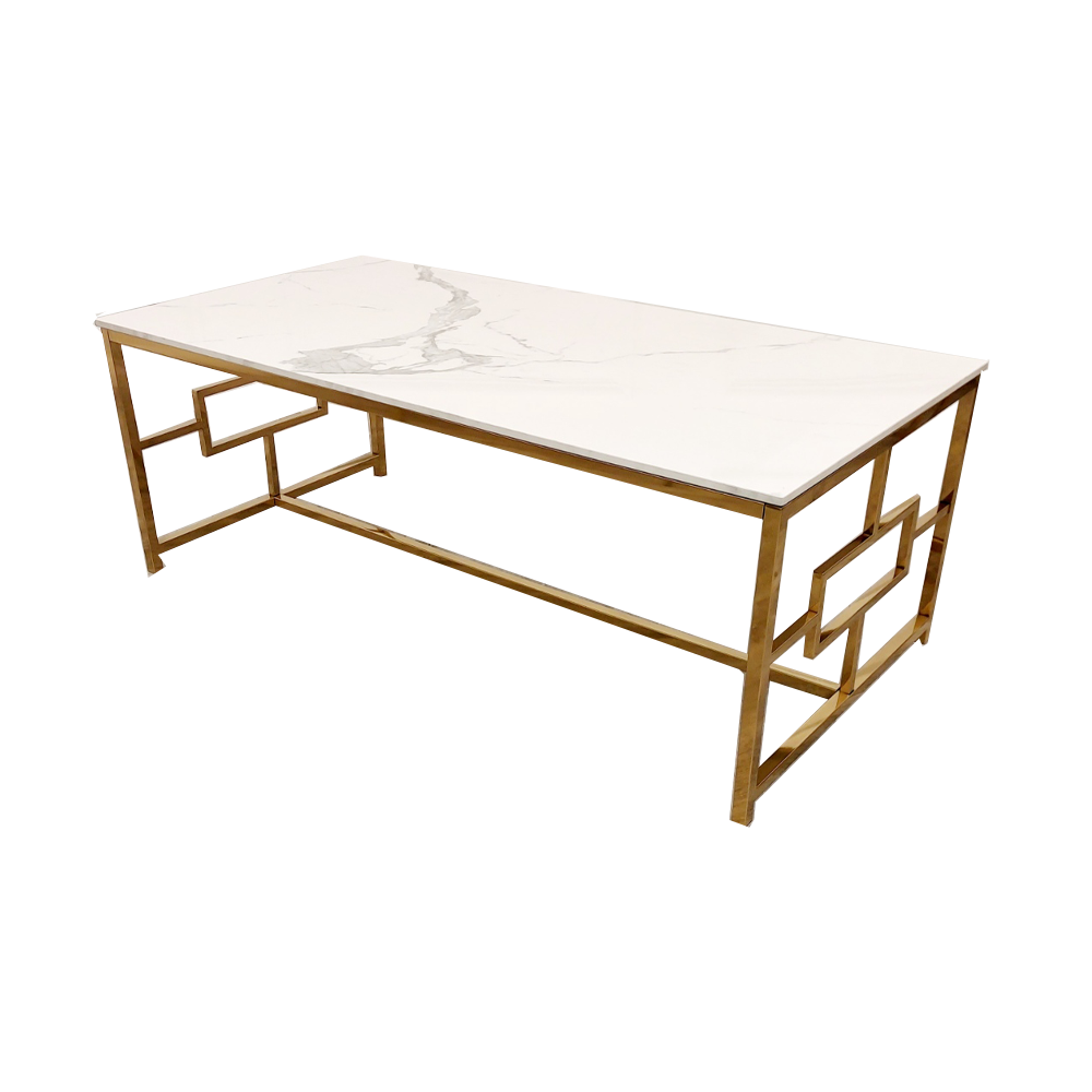 Geo Gold Coffee Table with Polar White Sintered Top Furnish 365 Limited