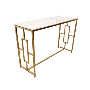 Geo Gold Console Table with Polar White Sintered Top Furnish 365 Limited