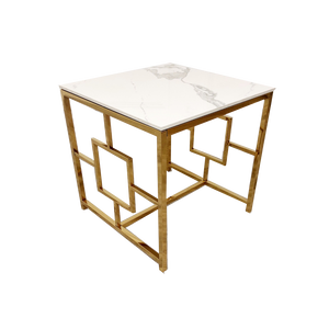 Geo Gold Lamp Table with Polar White Sintered Top Furnish 365 Limited