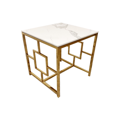 Geo Gold Lamp Table with Polar White Sintered Top Furnish 365 Limited