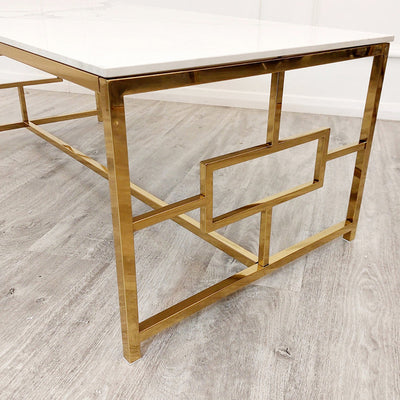 Geo Gold Coffee Table with Polar White Sintered Top Furnish 365 Limited